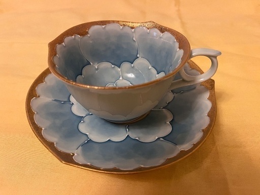 コーヒー碗皿5客セット：有田焼 文山釜 金濃牡丹