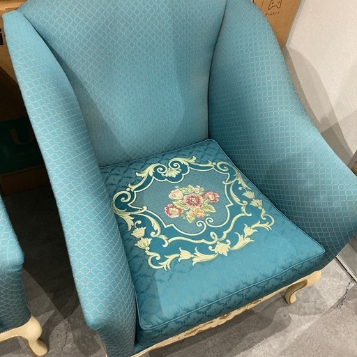 【ジモティー割】ロココ調 猫脚 シングルソファー 2脚セット（ID1001）
