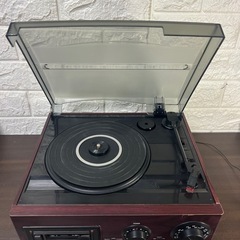 木目調レコードプレーヤー(カセット付) TT-1998 レコードプレーヤー ポータブルプレイヤー 中古の画像