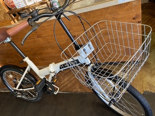 【後輪タイヤ・チェーン新品！】6段変速　20インチ折りたたみ自転車　ホワイト
