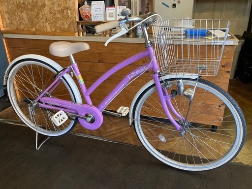 【チェーン新品！】シングルギア　24インチ子供用自転車　パープル