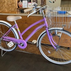 【チェーン新品！】シングルギア　24インチ子供用自転車　パープル