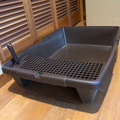 猫　ねこ　トイレ　大きいサイズ　スコップ　脱臭剤付き　茶色　白　クリーニング済　美品の画像