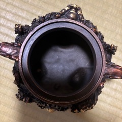 中国 翡翠　龍 透かし香炉 銅製　　真鍮　骨董品の画像