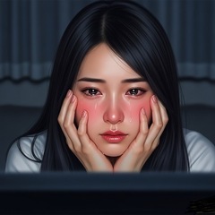 《究極的に寝不足と過労でも深夜に韓流ドラマを見続ける女性の…