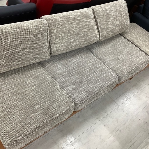 unico 3人掛けソファー　オットマン付き　グレー【トレファク堺福田店】