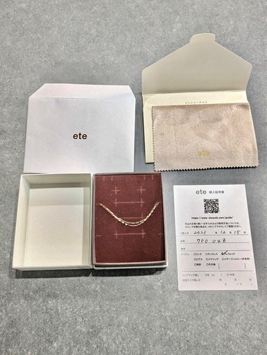 【値下げ中】「【美品】ete K10 ブレスレット／購入証明・箱付き／ギフトにも◎」