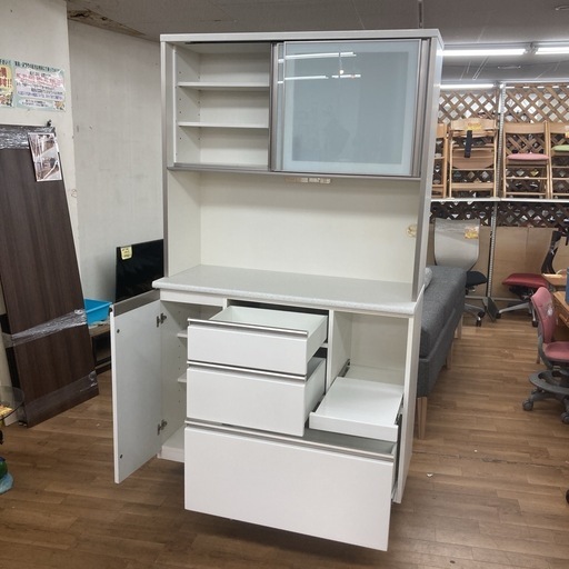 ジモティー限定価格！S180 ⭐ NITORI ニトリ キッチンボード 食器棚 アルミナ120 ソフトクローズ搭載 幅120.5cm 