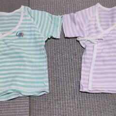 ボーダー柄短肌着2枚セット50-60センチ