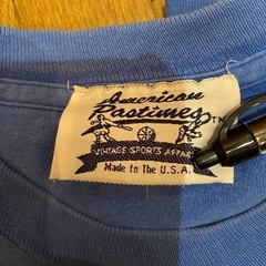 made in USA半袖Tシャツベースボール野球ブルーL大きいワッペンの画像