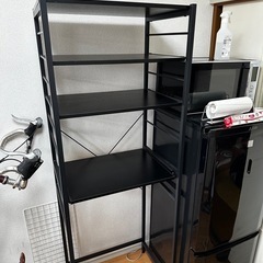 ゴミ箱収納ラック　キッチン収納　棚　スライド棚付き　レンジ台　炊飯器