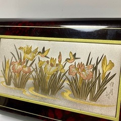 昭和レトロ 桂月刻 彫金製 銅板彫刻　オルゴール　桜桜の画像