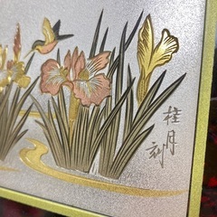 昭和レトロ 桂月刻 彫金製 銅板彫刻　オルゴール　桜桜の画像
