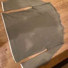 ジャンク扱いレイヤード重ね着ロング長袖プリントTシャツカットソーグリーンLの画像
