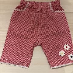 花　チェック　パンツ