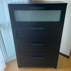 IKEA BRIMNES チェスト 4段 黒 ガラス引き出し