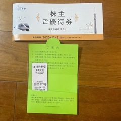 東武鉄道 乗車券2枚 株主優待券（バラ売り可）
