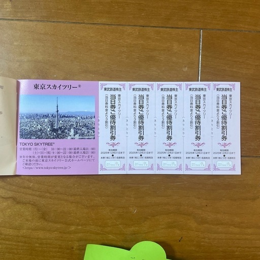 東武鉄道 乗車券2枚 株主優待券（バラ売り可）