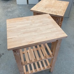 【kj167】人気 IKEA イケア ベクヴェーム キッチンワゴン ワークスペースにも 収納ワゴン オープンラック 木製 ナチュラル　作業台　検)一人暮らし　ファミリー　冷蔵庫　洗濯機　オフィス　事務　テーブル　ラック　収納　家具　ソファ ダイニング 食器棚 キッチンの画像