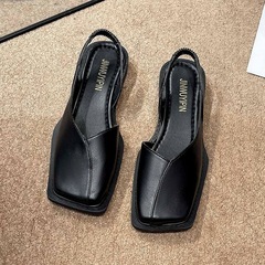 24.5cmLLサイズ黒合皮サンダルシューズ