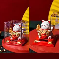 ソーラーラッキー招き猫自動手首飾りインテリアから車装飾アクセサリ...