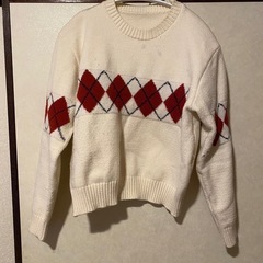 【SHEIN】アーガイル 格子縞 ドロップショルダー セーター Mサイズ ニットの画像