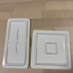平皿プレート 食器 ホワイト　正方形長方形2枚セット新品未使用の画像
