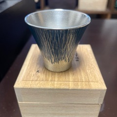 未使用　大阪浪華錫器　本錫　富士山ぐい呑(青)の画像
