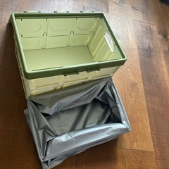 折りたたみコンテナボックス キャンプ/家庭用 30L収納ケース 緑1個中古の画像