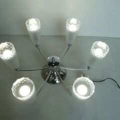 【中古】オーデリック LEDシャンデリア OC257097LC ～6畳用 6W×6灯タイプ 電球色 調光タイプ リモコン 英字表記 照明器具 ODELICの画像