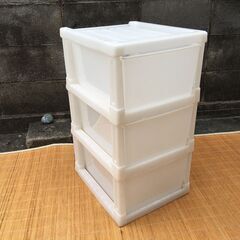 3段収納ケース 引き出し 34×42×高さ63㎝ プラスチック チェスト 収納BOX 日本製 衣類 子供部屋の画像