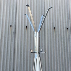 🉐廃盤【OLD IKEA TJUSIG】 ミッドセンチュリー ポールハンガー　シューシング　ポストモダン　イケア　オールド　コートハンガー　ハンガーラック　白　シルバー　ホワイト　インテリア　レア【高192奥横60】の画像