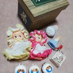 茶箱 (小) / キューピー / 狸の置物 ■ 昭和レトロ ■ 中古品