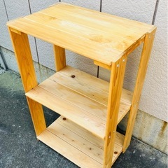 DIY 木製3段ラック 収納棚 サイドデスク