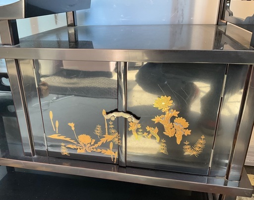 【RKGKG】特価！伝統工芸/輪島塗/蒔絵/漆黒/漆塗/茶棚/飾り棚/中古品/店頭引取推奨商品/弊社近隣有料配達も可