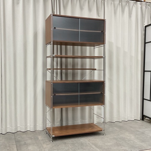 KF-7【新入荷　リサイクル品】無印良品　ステンレス　ウォールナット　ユニットシェルフ　ブラウン