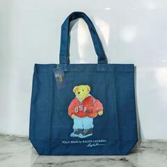 ポロラルフローレン　トートーバッグバッグ　ネイビー　バスケ　ポロベア柄