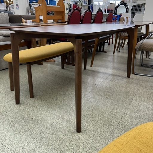 ダイニングテーブルセット 椅子×2、ベンチ×1 ※天板キズあり TJ12495