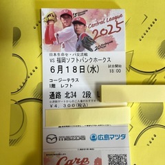 カープチケット　6/18(水) 7枚