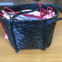 ゆかた用かごバッグ　巾着袋付き