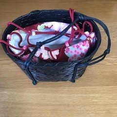 ゆかた用かごバッグ　巾着袋付きの画像