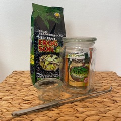 カエル飼育用セット🐸ピンセット&小皿&専用床材