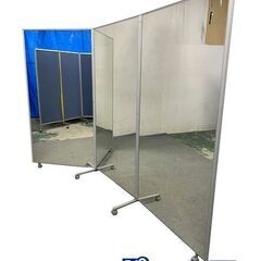 キャスター付きパーテーション 大型ミラー 幅90×3列 折り畳み...
