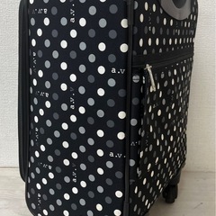 【中古品】a.v.v ドット柄 キャリーバッグ コンパクト 旅行バック キャリーケース 黒 レディース カバンの画像