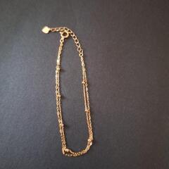 K18チェーンブレスレット ハート型チャーム付き