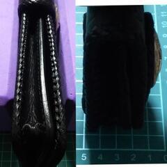 【7/20(日) 値下げしました】(手渡しのみ) ① 新品 牛革 サドルレザー ロングウォレット 黒 (コンチョ＆カービング＆レース編み) の画像