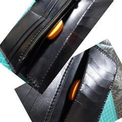 【7/20(日) 値下げしました】(手渡しのみ) ① 新品 牛革 サドルレザー ロングウォレット 黒 (コンチョ＆カービング＆レース編み) の画像
