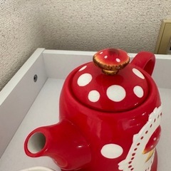 きのこ柄 ティーポット＆カップセットの画像