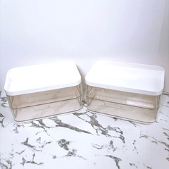卓上収納ボックス デスク収納 小物収納 コスメ 文房具 引き出し 2段 白の画像