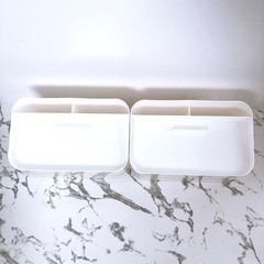 卓上収納ボックス デスク収納 小物収納 コスメ 文房具 引き出し 2段 白の画像